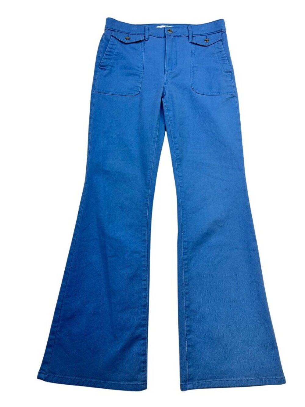 Loft Womens Utility Pocket High Rise Slim Flare Pants Size 27/4 Blue Stretch